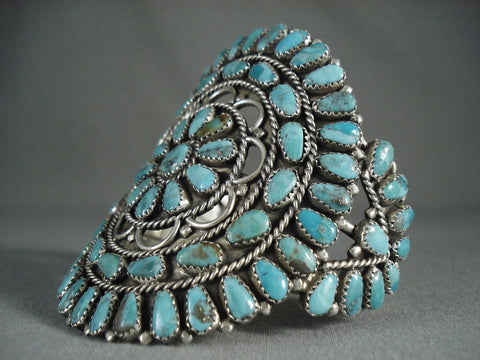 Museum Towering Navajo 'Wave' Turquoise Silver Bracelet