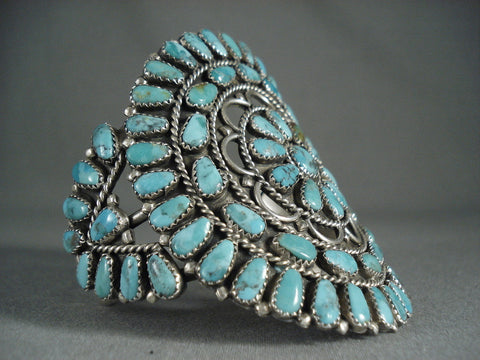 Museum Towering Navajo 'Wave' Turquoise Silver Bracelet