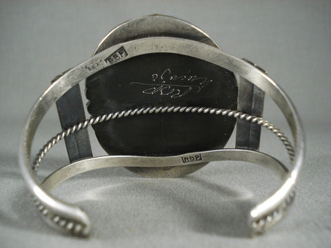 One Of The Best Vintage Navajo Oval Agate Silver Bracelet