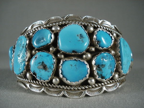 Sky Blue Vintage Chunky Dunky Turquoise Silver Bracelet