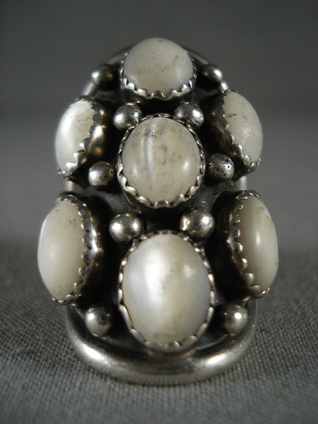 Huge Big Vintage Navajo 'Domed Pearl' Silver Ring