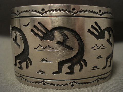 Museum 'Tri-dancing Kokopelli' Hopi/ Navajo Silver Bracelet