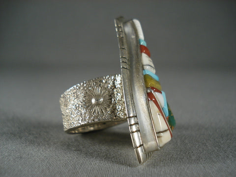 Important Navajo Turquoise Turquoise Coral Silver Ring