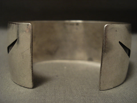 Museum Vintage Hopi/ Navajo Turquoise Geometric Silver Bracelet