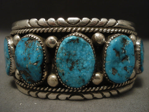 One Of The Finest Old Zuni Turquoise Silver Bracelet
