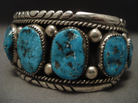 One Of The Finest Old Zuni Turquoise Silver Bracelet