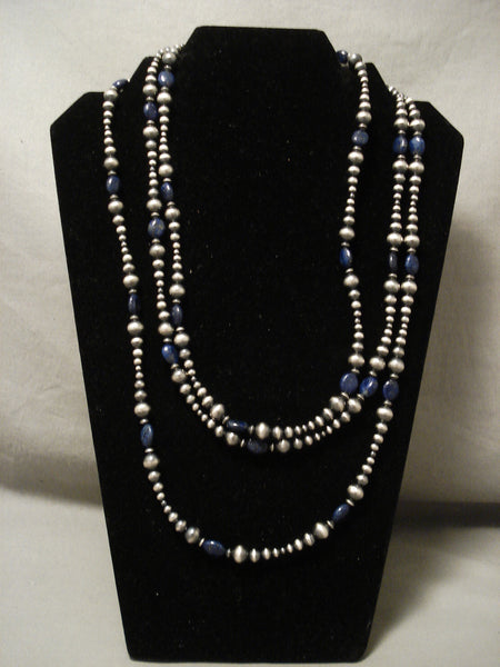 Absolutely Fabulous 'Long Wrap Around' Sterling Silver Lapis Necklace