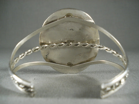 Marvelous Vintage Navajo 'Rhombus Turquoise' Silver Bracelet
