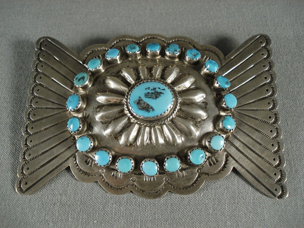 Museum Huge Vintage Navajo Natural Turquoise Silver Pin