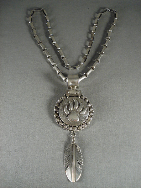 Absolutely Incredible Navajo Ben Begaye Silver Feather Necklace