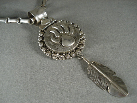 Absolutely Incredible Navajo Ben Begaye Silver Feather Necklace