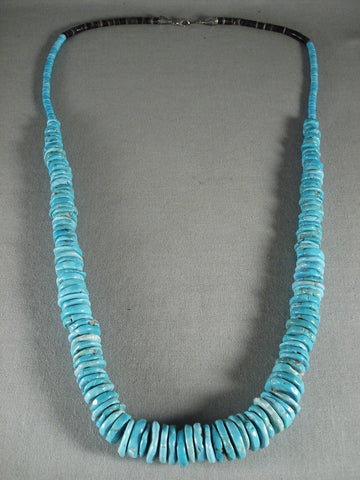 Vivid And Vibrant Vintage Navajo Turquoise Silver Necklace