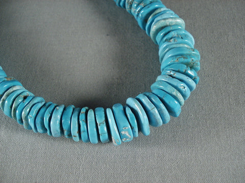 Vivid And Vibrant Vintage Navajo Turquoise Silver Necklace