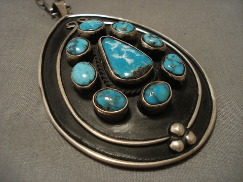 Exceptional Vintage Navajo Villa Grove Turquoise Silver Necklace