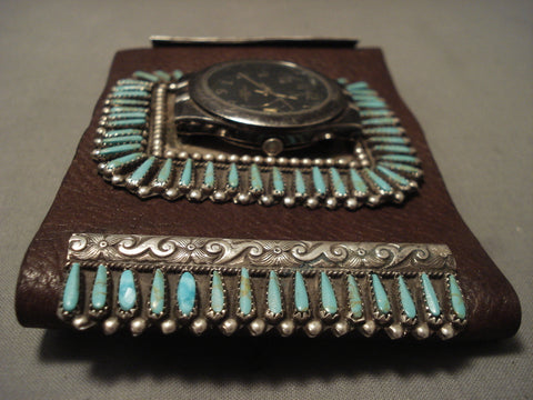 Very Rare Vintage Navajo Turquoise Silver Watch Ketoh Bracelet