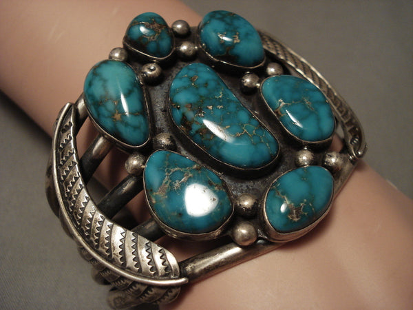 Absolutely Crazy Vintage Navajo Blue Carico Lake Turquoise Silver Bracelet