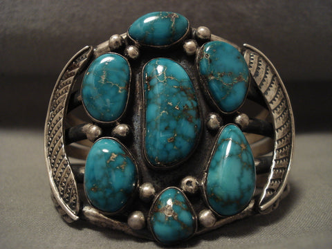 Absolutely Crazy Vintage Navajo Blue Carico Lake Turquoise Silver Bracelet