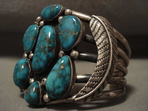 Absolutely Crazy Vintage Navajo Blue Carico Lake Turquoise Silver Bracelet