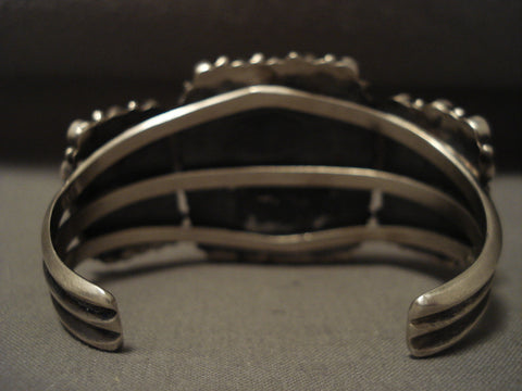 Huge Vintage Navajo 'Squared Spiny Oyster' Silver Bracelet