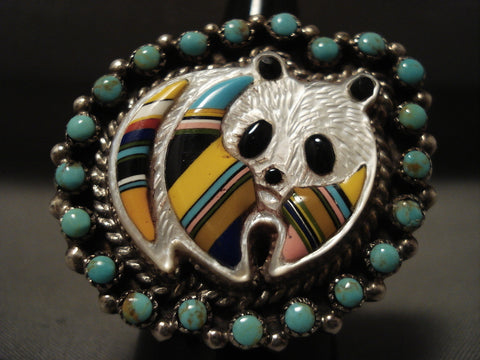 Absolutely Beautiful Vintage Zuni/ Navajo 'Panda Bear' Silver Ring