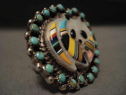 Absolutely Beautiful Vintage Zuni/ Navajo 'Panda Bear' Silver Ring