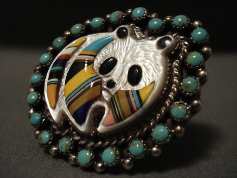 Absolutely Beautiful Vintage Zuni/ Navajo 'Panda Bear' Silver Ring