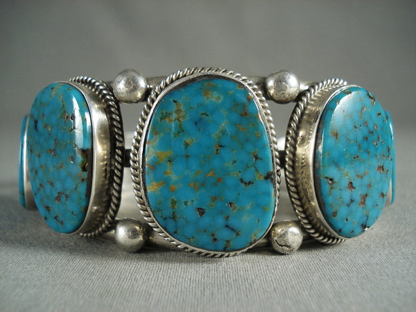 Tight Spiderweb Matrix Vintage Navajo Turquoise Silver Bracelet