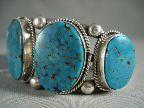 Tight Spiderweb Matrix Vintage Navajo Turquoise Silver Bracelet