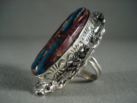 One Of The Largest Navajo Purple Spiny Oyster Turquoise Silver Ring