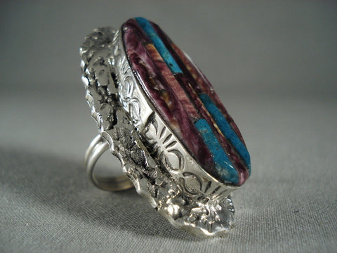 One Of The Largest Navajo Purple Spiny Oyster Turquoise Silver Ring