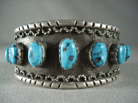 High Grade And Very Rare Vintage Persin Turquoise Navajo Silver Bracelet
