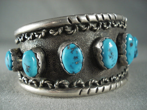 High Grade And Very Rare Vintage Persin Turquoise Navajo Silver Bracelet