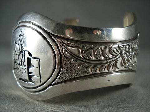 Barrell Racing Vintage Navajo Hand Hammered Sterling Silver Bracelet