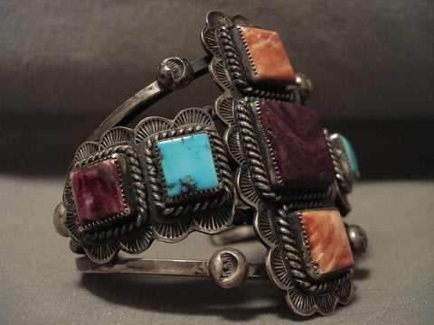 The Best Vintage Navajo Spiny Oyster Turquoise Silver Bracelet