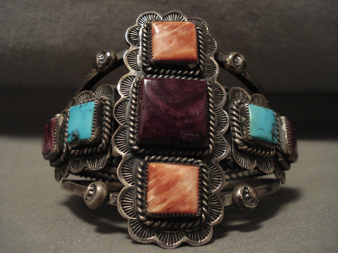 The Best Vintage Navajo Spiny Oyster Turquoise Silver Bracelet