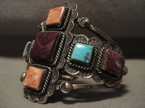 The Best Vintage Navajo Spiny Oyster Turquoise Silver Bracelet