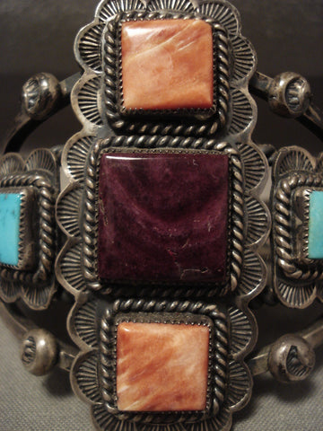 The Best Vintage Navajo Spiny Oyster Turquoise Silver Bracelet