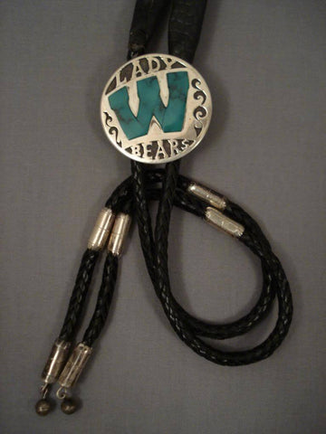 Medicine Man Vintage Navajo Turquoise Silver Bolo Tie