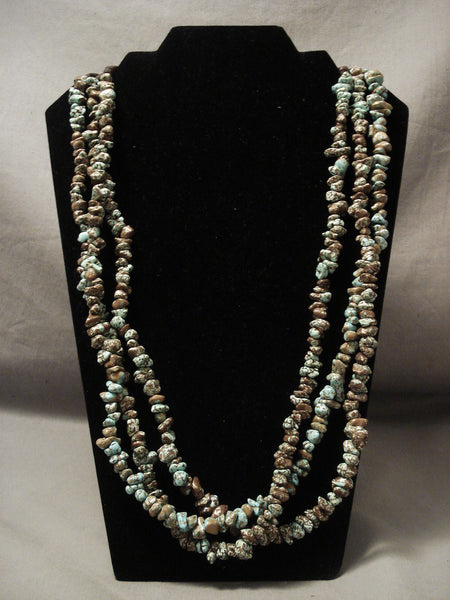 Magnificent Vintage Navajo #8 Turquoise Necklace- Unique Squaw Wrap