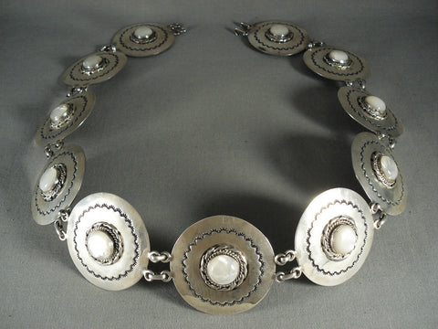 Museum Quality Vintage Navajo All Silver Pearl Concho Belt