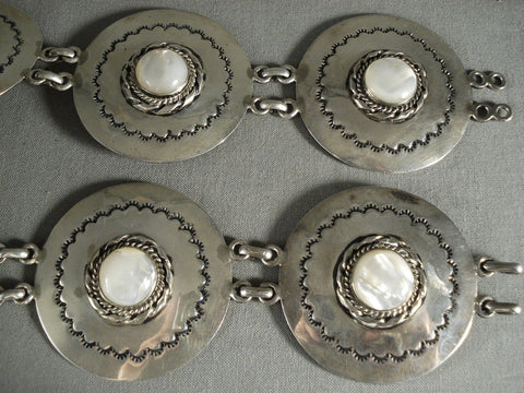 Museum Quality Vintage Navajo All Silver Pearl Concho Belt