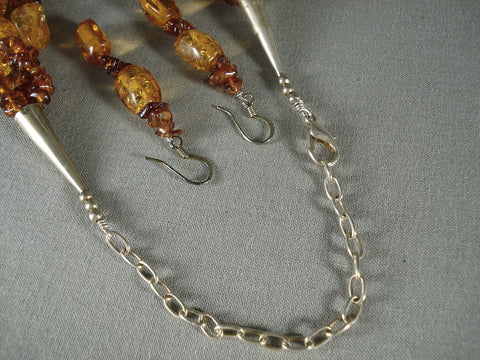 The Best Amber Modernistic Santo Domingo Silver Necklace