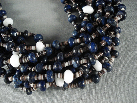 Absolutely Stunning Modernistic Lapis Navajo Pearl Necklace