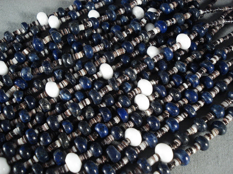 Absolutely Stunning Modernistic Lapis Navajo Pearl Necklace