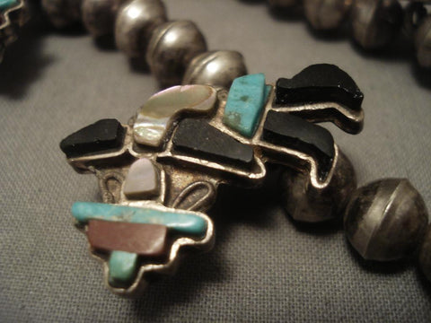 One Of The Oldest Vintage Zuni Dancer Silver Necklace