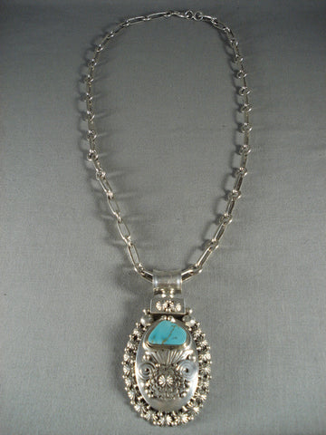 Rare Modernistic Navajo Turquoise Sterling Silver Ben Begaye Necklace