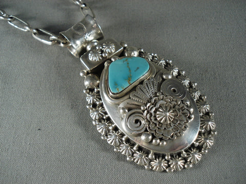 Rare Modernistic Navajo Turquoise Sterling Silver Ben Begaye Necklace