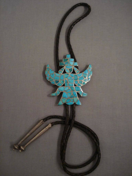 Museum Vintage Zuni Emporer Thunderbird Turquoise Silver Bolo Tie