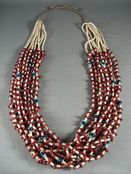 Blood Red Coral Navajo 200 Grams Heishi Necklace