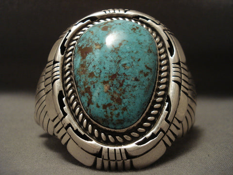 148 Gram Heavy Old Ivanhoe Turquoise Silver Bracelet